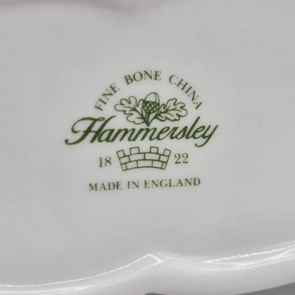 Vintage Hammersley England Fine Bone China Floral Butterfly Olive Mint Dish Tray